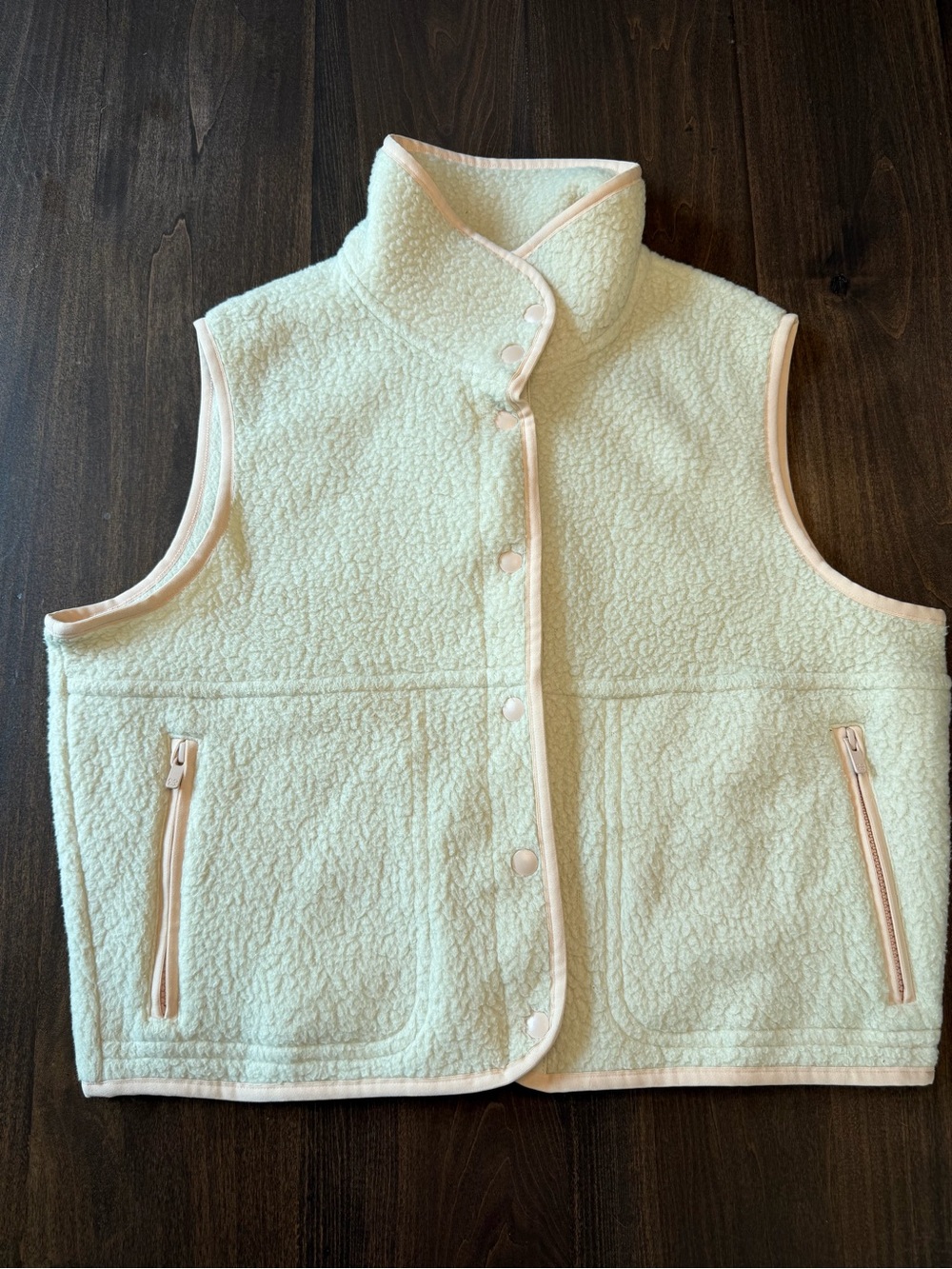 Sunday Best Cream Sherpa Vest with Pale Pink Trim